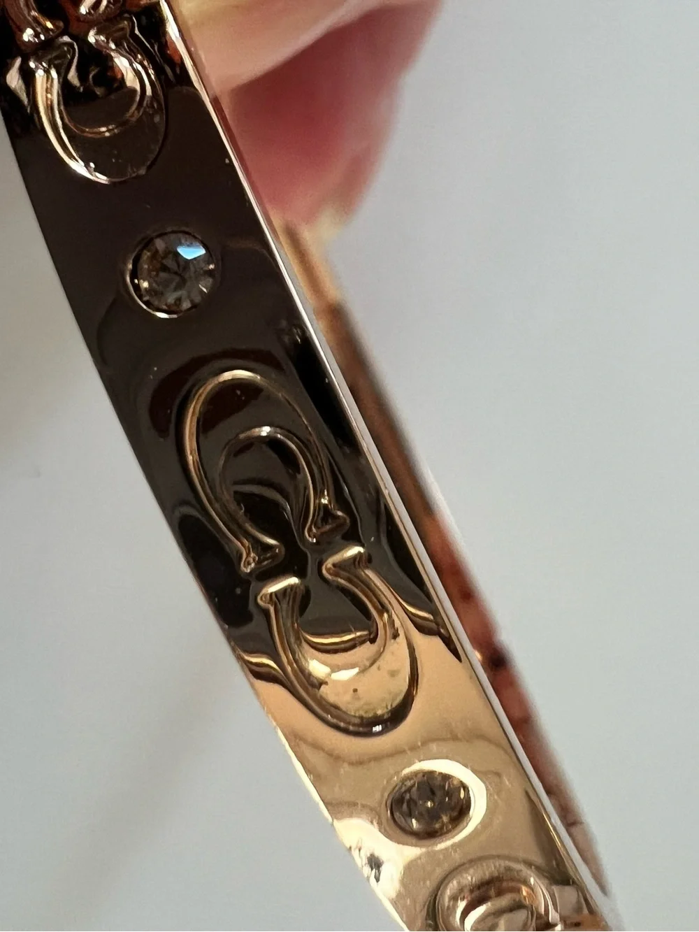 Coach Signature Hinged Bangle Bracelet in Rose Gold CX686